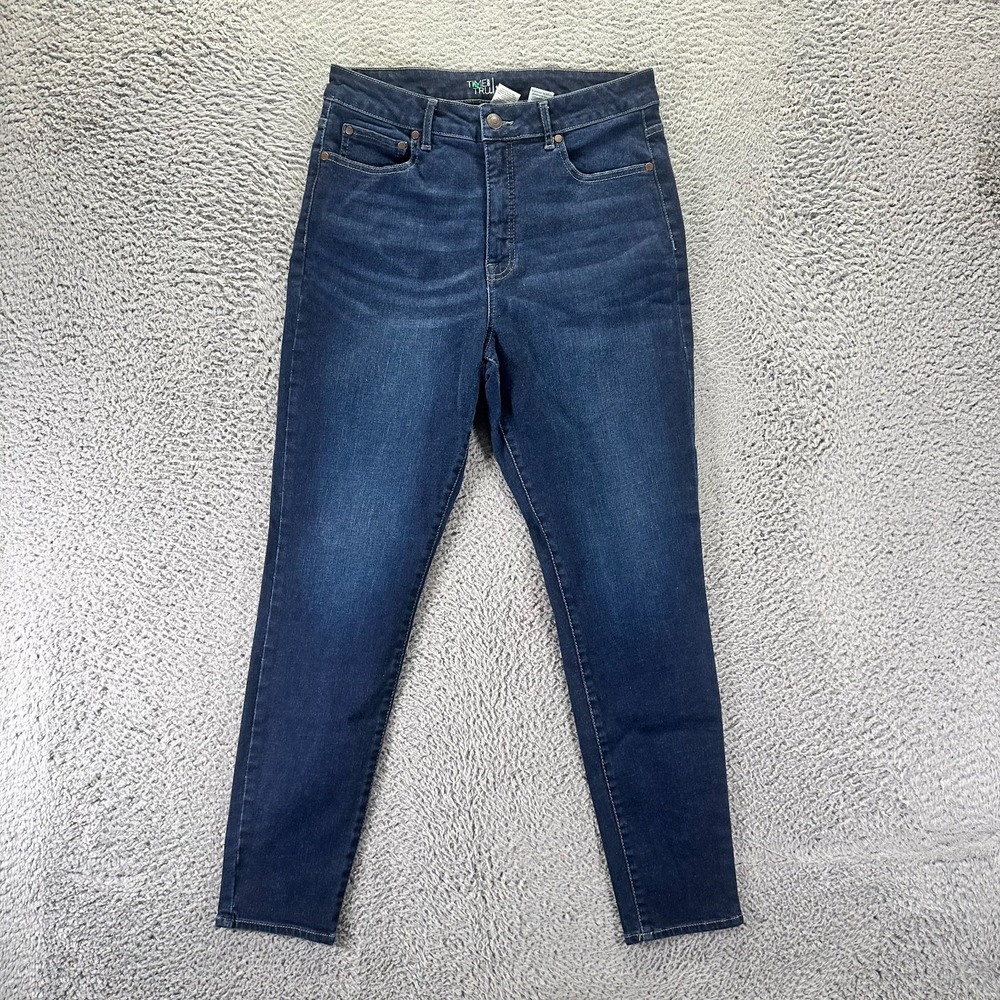 Time And Tru Jeans Womens 14 Blue Cotton Denim Skinny Streetwear Faded Stretch